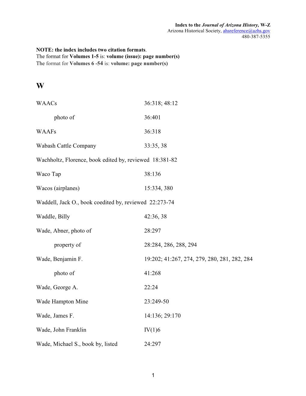 Journal of Arizona History Index