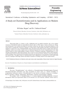 A Study on Cheminformatics and Its Applications on Modern Drug Discovery