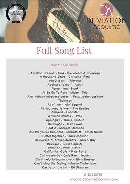 Full Song List