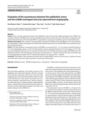 Evaluation of the Anastomoses Between the Ophthalmic Artery and the Middle Meningeal Artery by Superselective Angiography