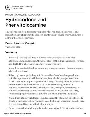 Hydrocodone and Phenyltoloxamine