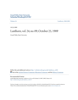 Lanthorn, Vol. 24, No. 09, October 25, 1989 Grand Valley State University