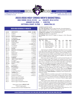 2015-2016 Holy Cross Men's Basketball