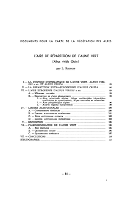 L'aire DE RÉPARTITION DE L'aune VERT (Alnus Viridis Chaix)