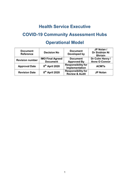 COVID-19 Community Assessment Hub Operational Model