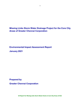 Missing Links Storm Water Drainage Project for the Core City Areas of Greater Chennai Corporation