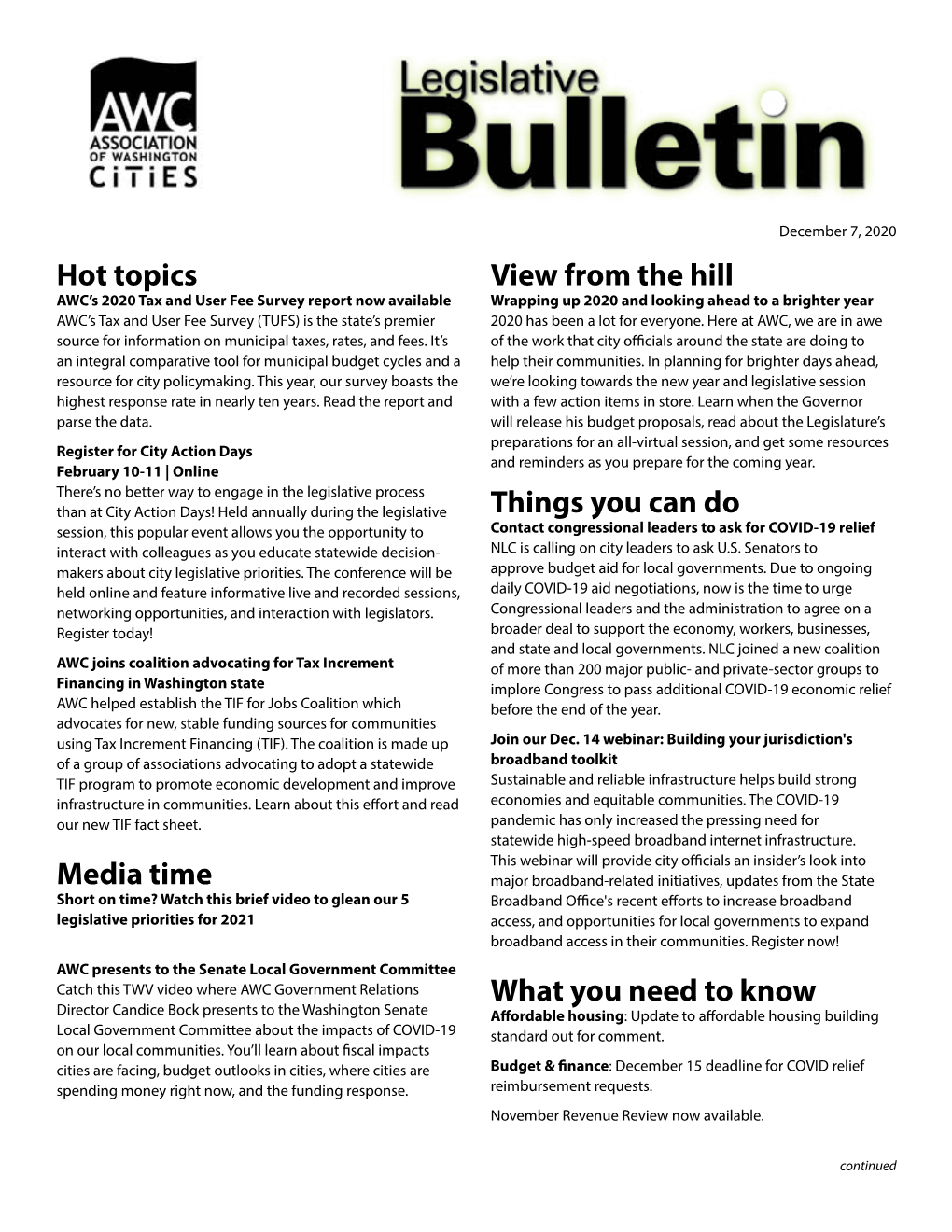 One Click to View All Legislative Bulletin Headlines and Articles