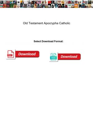 Old Testament Apocrypha Catholic