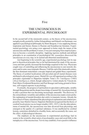Five the UNCONSCIOUS in EXPERIMENTAL PSYCHOLOGY