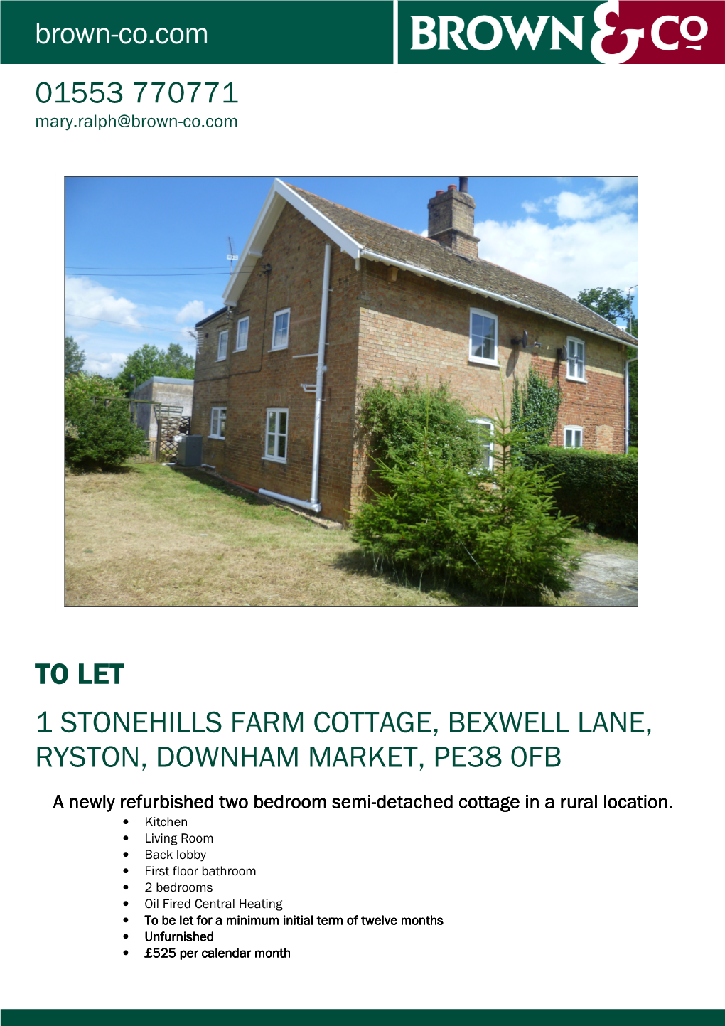 To Let 1 Stonehills Farm Cottage, Bexwell Lane