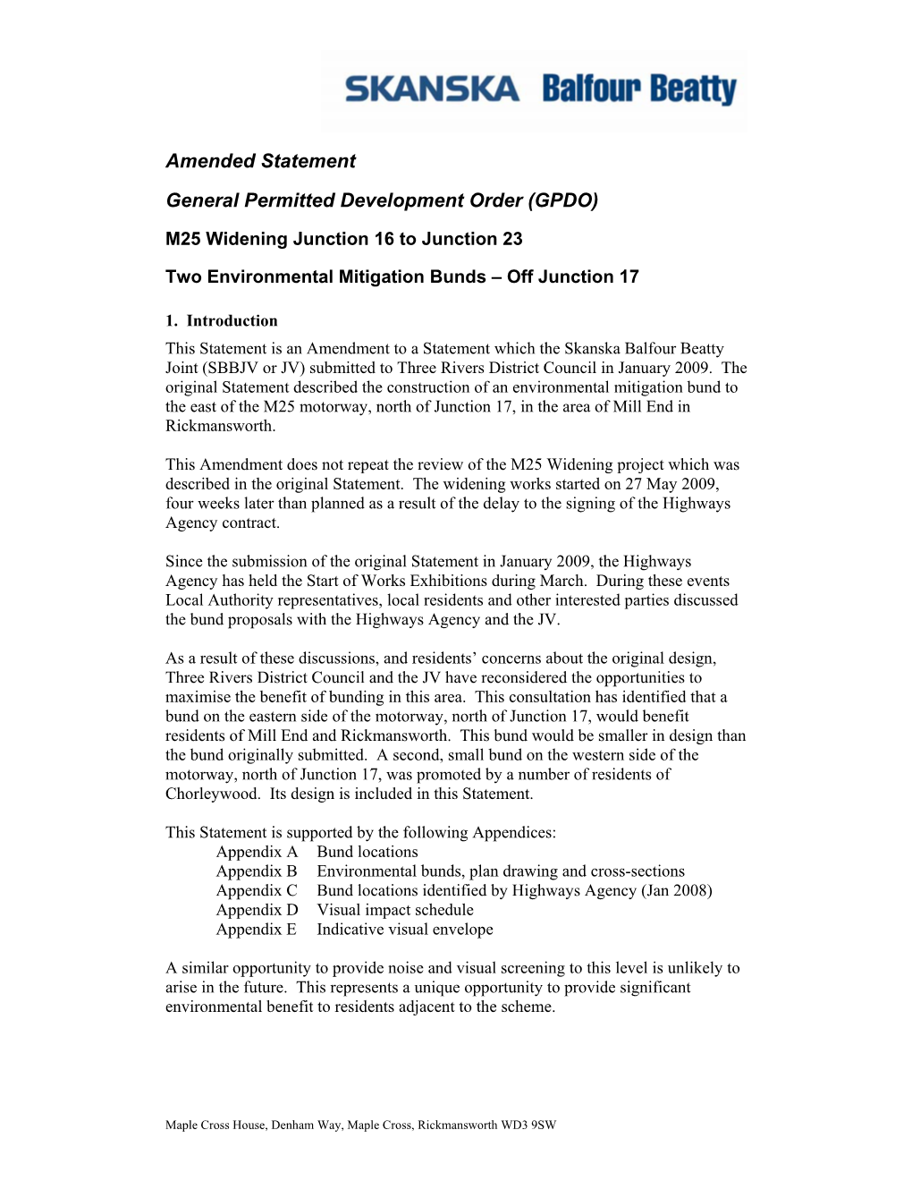 Amended Statement General Permitted Development Order