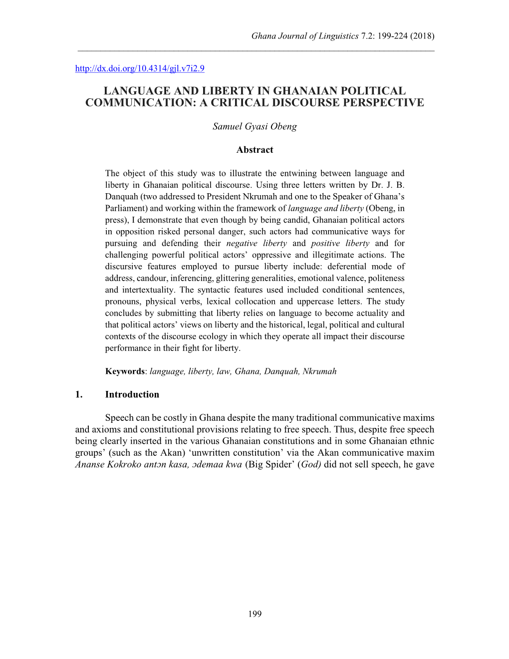 Language and Liberty in Ghanaian Political Communication: a Critical Discourse Perspective