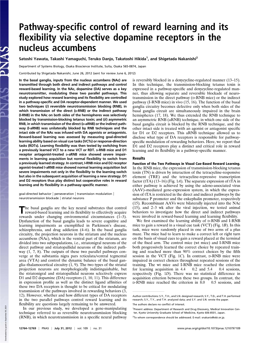 Pathway-Specific Control of Reward Learning and Its Flexibility Via Selective Dopamine Receptors in the Nucleus Accumbens