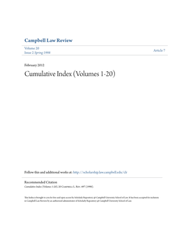 Cumulative Index (Volumes 1-20)