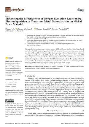 Enhancing the Effectiveness of Oxygen Evolution Reaction by Electrodeposition of Transition Metal Nanoparticles on Nickel Foam Material