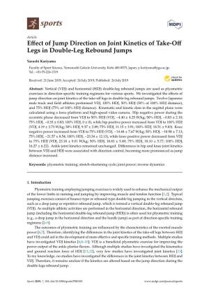 Effect of Jump Direction on Joint Kinetics of Take-Off Legs in Double