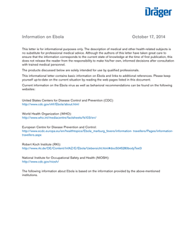 Information on Ebola October 17, 2014