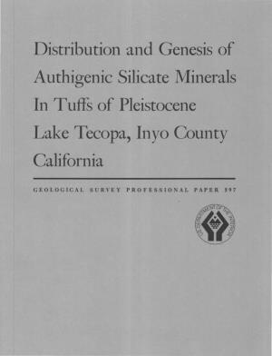 Distribution and Genesis of Authigenic Silicate Minerals in Tuffs of Pleistocene Lake Tecopa, Inyo County California