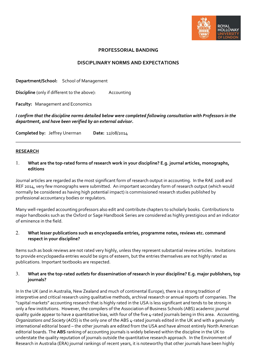 Management - Accounting Discipline Norms