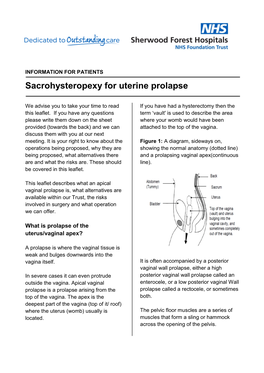 Sacrohysteropexy for Uterine Prolapse