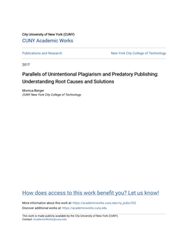 Parallels of Unintentional Plagiarism and Predatory Publishing: Understanding Root Causes and Solutions