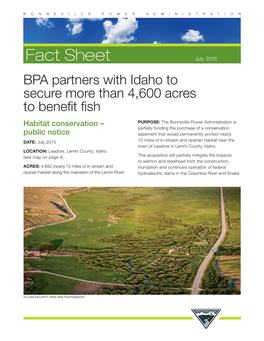 BPA Partners with Idaho to Secure More Than 4600 Acres to Benefit Fish