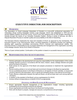 Executive Director Job Description