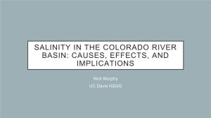 Salinity in the Colorado River Basin: Causes, Effects, and Implications