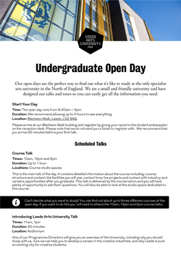 Undergraduate Open Day