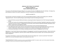 ANNUAL EEO PUBLIC FILE REPORT WJZY(TV) and WMYT-TV March 2, 2020 Through July 31, 20201