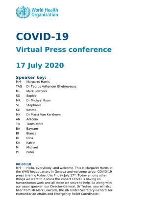 COVID-19 Virtual Press Conference