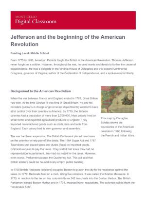 Jefferson and the Beginning of the American Revolution