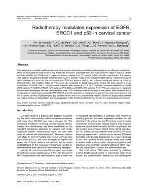 Radiotherapy Modulates Expression of EGFR, ERCC1 and P53 in Cervical Cancer