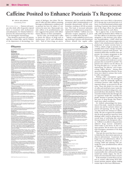 Caffeine Posited to Enhance Psoriasis Tx Response