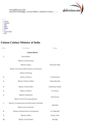 Union Cabinet Minister, India.Pdf