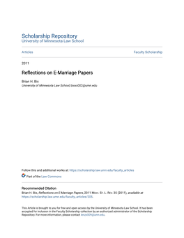 Reflections on E-Marriage Papers