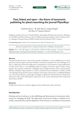 The Future of Taxonomic Publishing for Plants