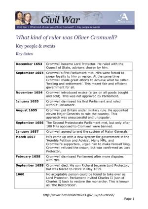 What Kind of Ruler Was Oliver Cromwell? > Key People & Events
