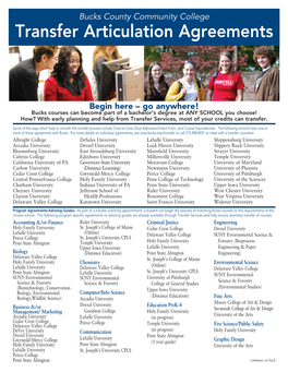 Bucks County Community College Transfer Articulation Agreements