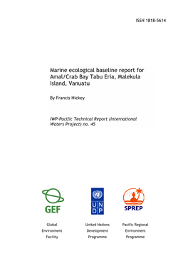 Marine Ecological Baseline Report for Amal/Crab Bay Tabu Eria, Malekula Island, Vanuatu