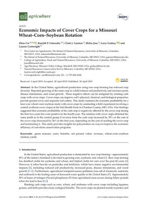 Economic Impacts of Cover Crops for a Missouri Wheat–Corn–Soybean Rotation