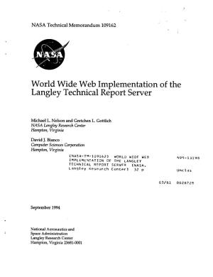 World Wide Web Implementation of the Langley Technical Report Server