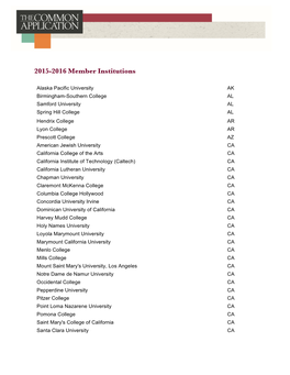 2015-2016 Member Institutions