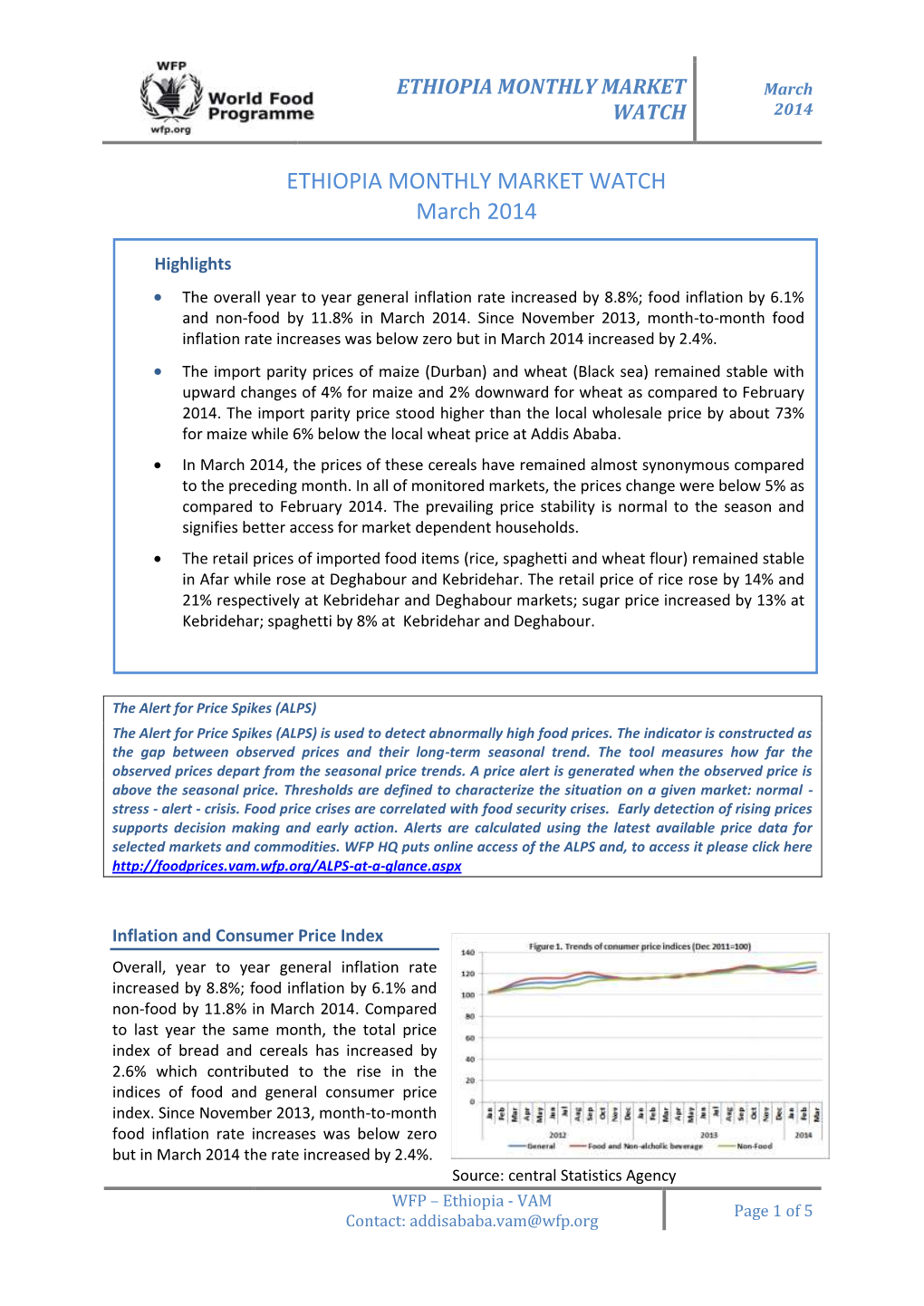 ETHIOPIA MONTHLY MARKET WATCH March 2014