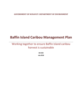 Baffin Island Caribou Management Plan