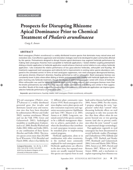 Prospects for Disrupting Rhizome Apical Dominance Prior to Chemical Treatment of Phalaris Arundinacea Craig A