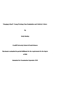 Keeping It Real": Young Working Class Femininities and Celebrity Culture