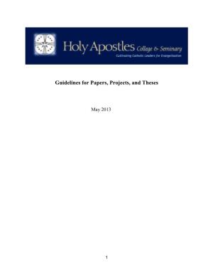 Guidelines of Holy Apostles College and Seminary