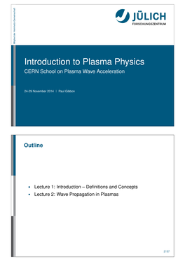 Introduction to Plasma Physics