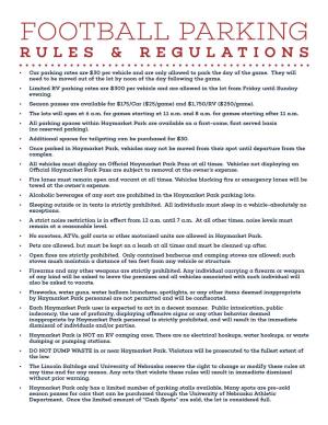 Football Parking Rules & Regulations